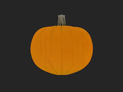 Fresh Ripe Orange Round Pumpkin as Healthy Vegetable on Black Background 3d model