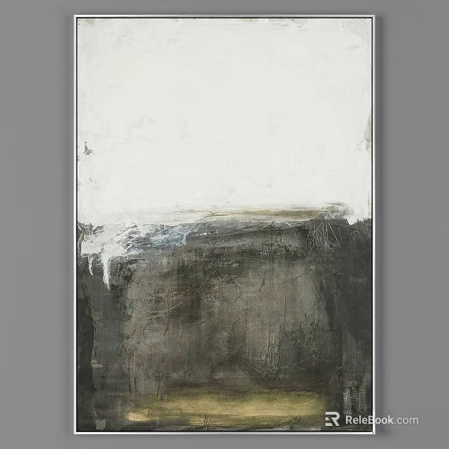 Modern Minimalist Photo Frame With Abstract Black White Gray Artwork For Home Decor 3d model 
