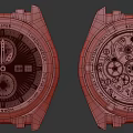 Luxury Chronometer Watch With Red Dial Star Patterns And Mechanical Movement