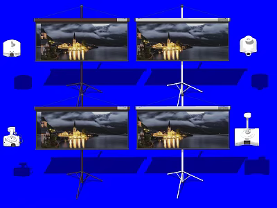 Projection Surveillance System With Tripod Stand Projection Screen And Camera 3d model