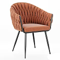 Brown Upholstered Single Sofa With Tufted Backrest And Black Metal Legs Modern Design