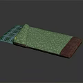 Patterned Mattress With Green Bed Sheet Blue Plaid Head Section And Purple Edge Design