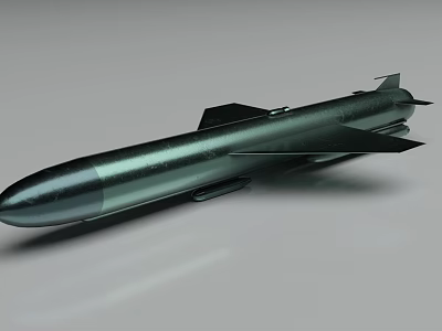 Modern Military Missile Weapon With Streamlined Metal Body And Tail Fins 3d model