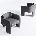 Modern Gray Single Sofa Featuring Curved Armrests And Square Legs Design 3d model