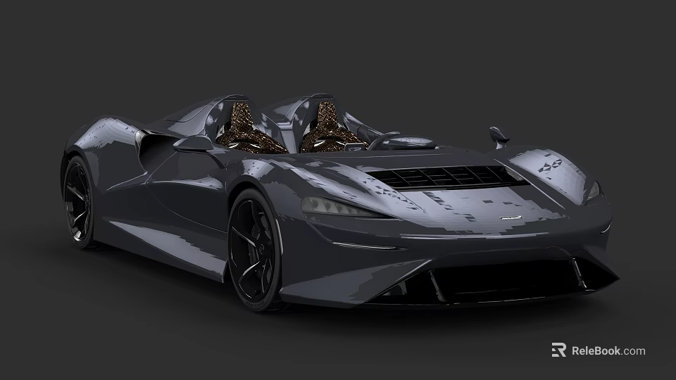 Gray Two Seat Convertible Sports Car With Modern Sleek Design And Brown Seats 3d model 