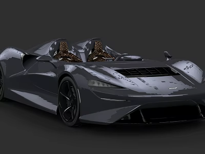 Gray Two Seat Convertible Sports Car With Modern Sleek Design And Brown Seats 3d model