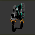 Futuristic Teal And White Blaster Weapon With Orange Accents Black Strap Modern Design