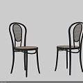 Modern Single Chair With Black Metal Frame Rattan Backrest And Wooden Seat