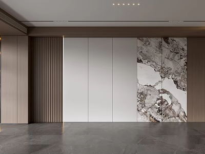 Modern Sofa Background Wall Interior Design With Marble Panel And Wooden Accents 3d model