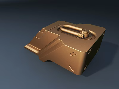 Golden Metal Door Handle With Ergonomic Grip And Sturdy Base Modern Interior Design 3d model