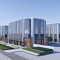 Modern Office Building Complex With Green Roofs Glass Facades And Urban Landscape