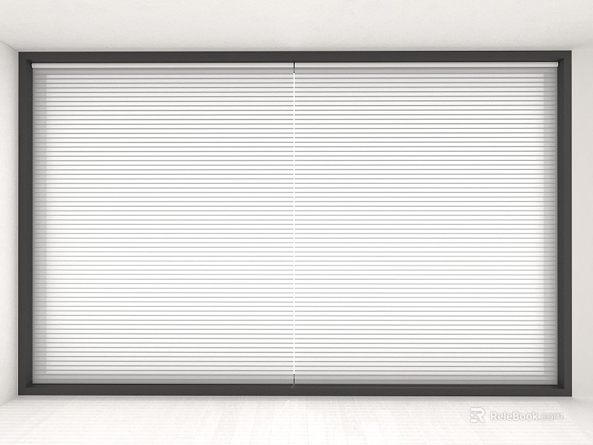 White Blinds On Window With Dark Frame In Modern Interior 3d model 