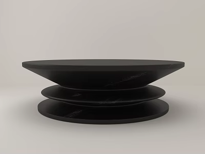Black Modern Minimalist Coffee Table With Layered Marble Design And Smooth Surface 3d model