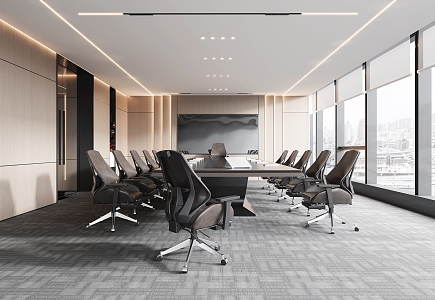 Meeting Room Meeting Table and Chair Meeting Table Office Chair Background Wall ceiling spotlight 3d model