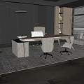Modern Office Interior Design With Wooden Desk Laptop Office Chairs Sofa Green Plants And Windows