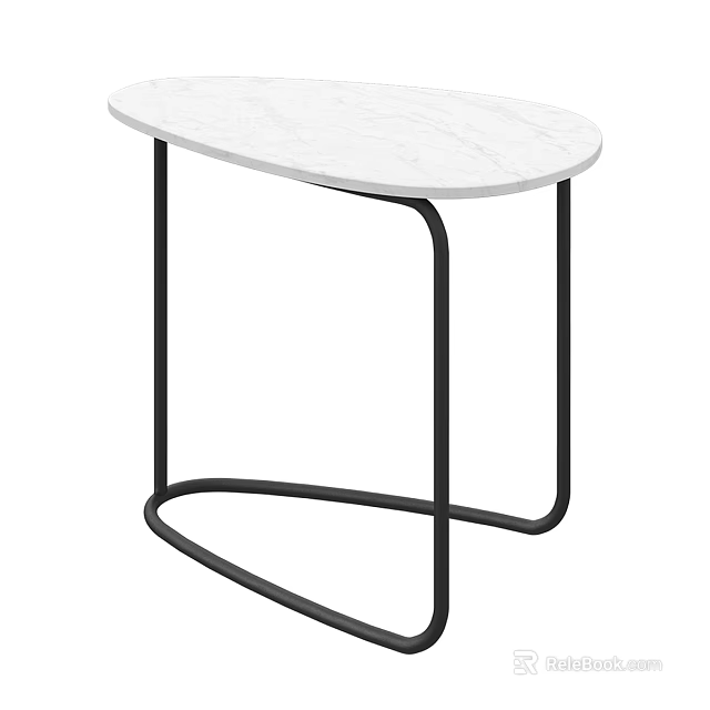 Modern Side Table with White Marble Top and Black Metal Frame Design 3d model