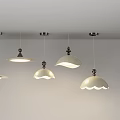 Modern Pendant Lights With Various Unique Shaped Shades Hanging From Ceiling 3d model