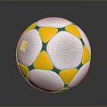 Professional Soccer Ball With White Yellow Black Geometric Pattern And Shiny Surface