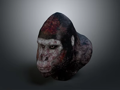 Detailed Gorilla Head 3D Model With Realistic Fur And Textures 3d model