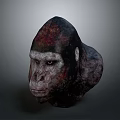 Detailed Gorilla Head 3D Model With Realistic Fur And Textures