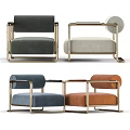 Stylish Modern Accent Chairs With Gold Metal Frames And Gray Beige Blue Brown Upholstery