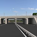 Modern Expressway Road Facilities With Overpass Bridge Guardrail Lane Markings Green Landscape And Clear Sky