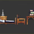 Modern Wooden Bedroom Furniture Set With Bed Nightstand And Bookshelf Storage