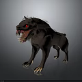 Ferocious Wolf Like Mythical Creature With Red Glowing Eyes Sharp Fangs And Clawed Paws 3d model