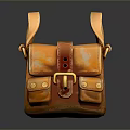 Vintage Orange Leather Shoulder Bag With Buckle Pockets For Daily Use