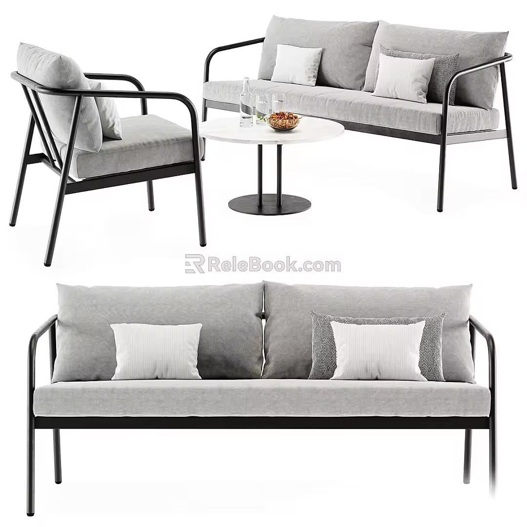 Modern Multiplayer Sofa Casual Sofa Leather Sofa Outdoor Sofa Double Sofa 3d model
