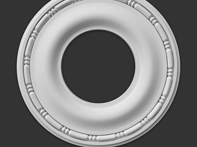 White Circular Ceiling Medallion With Ornate Molded Patterns And Intricate Design 3d model