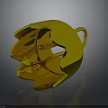 Shiny Golden Decorative Object With Smooth Reflective Surface On Black Background