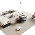 Modern White Sofa and Black Round Coffee Table Set with Gray Cushions Red Chair