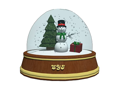Photo Spot Featuring Snow Globe With Snowman Christmas Tree And Gift Box 2023 3d model