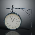 Antique Style Wall Clock With Iron Bracket And Roman Numerals 3d model