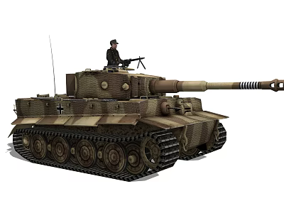 Military Tank With Camouflage Coating Soldier On Top Long Barrel And Tracks 3d model