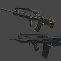 Two Modern Tactical Rifles Display Featuring Barrel Stock Scope And Magazine Components 3d model