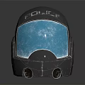 Black Police Helmet With Blue Visor And Protective Design For Safety