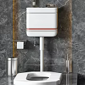 Modern White Toilet Design With Marble Wall And Chrome Fixtures In Bathroom Interior