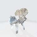 Modern Artistic Silver Dining Chair With Ginkgo Leaf Inspired Unique Design 3d model