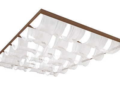 Elegant White Pleated Ceiling Drapery With Wooden Frame For Interior Decor 3d model