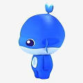 Cute Blue Whale Shaped Doll With Big Eyes Leaf Top And Chest Water Drop Design
