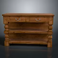Rustic Solid Wood Console Table With Drawers Shelves And Carved Legs Design