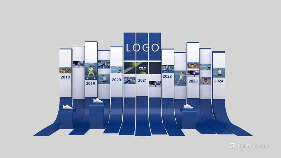 Photo Check In Spot Featuring 2019 2024 Year Panels And Blue White Design Logo 3d model 