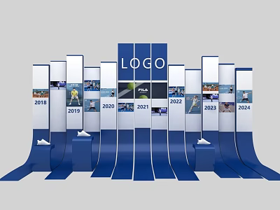 Photo Check In Spot Featuring 2019 2024 Year Panels And Blue White Design Logo 3d model