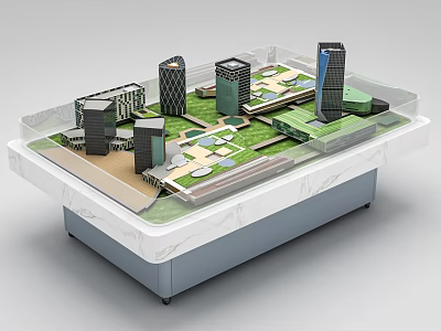 Professional Commercial Equipment City Model Display Stand With Tall Buildings And Green Areas 3d model