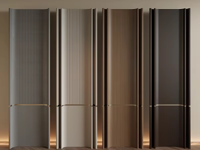 Modern Multi Colored Wall Panels With Vertical Lines And Gold Decorative Strips 3d model