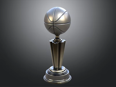 Shiny Silver Basketball Trophy With Elegant Base And Top Design 3d model