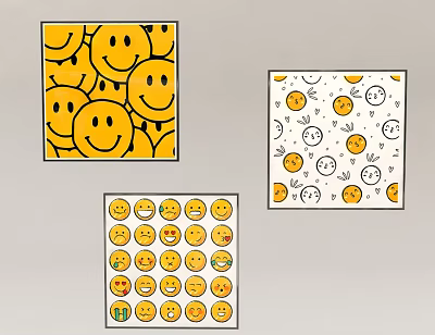 Decorative Photo Frames Featuring Various Smiley Faces And Different Emoji Expressions 3d model