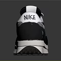 Retro Style Running Shoes Dark Colorway With White Grey Red Accents Thick Sole Mesh Upper